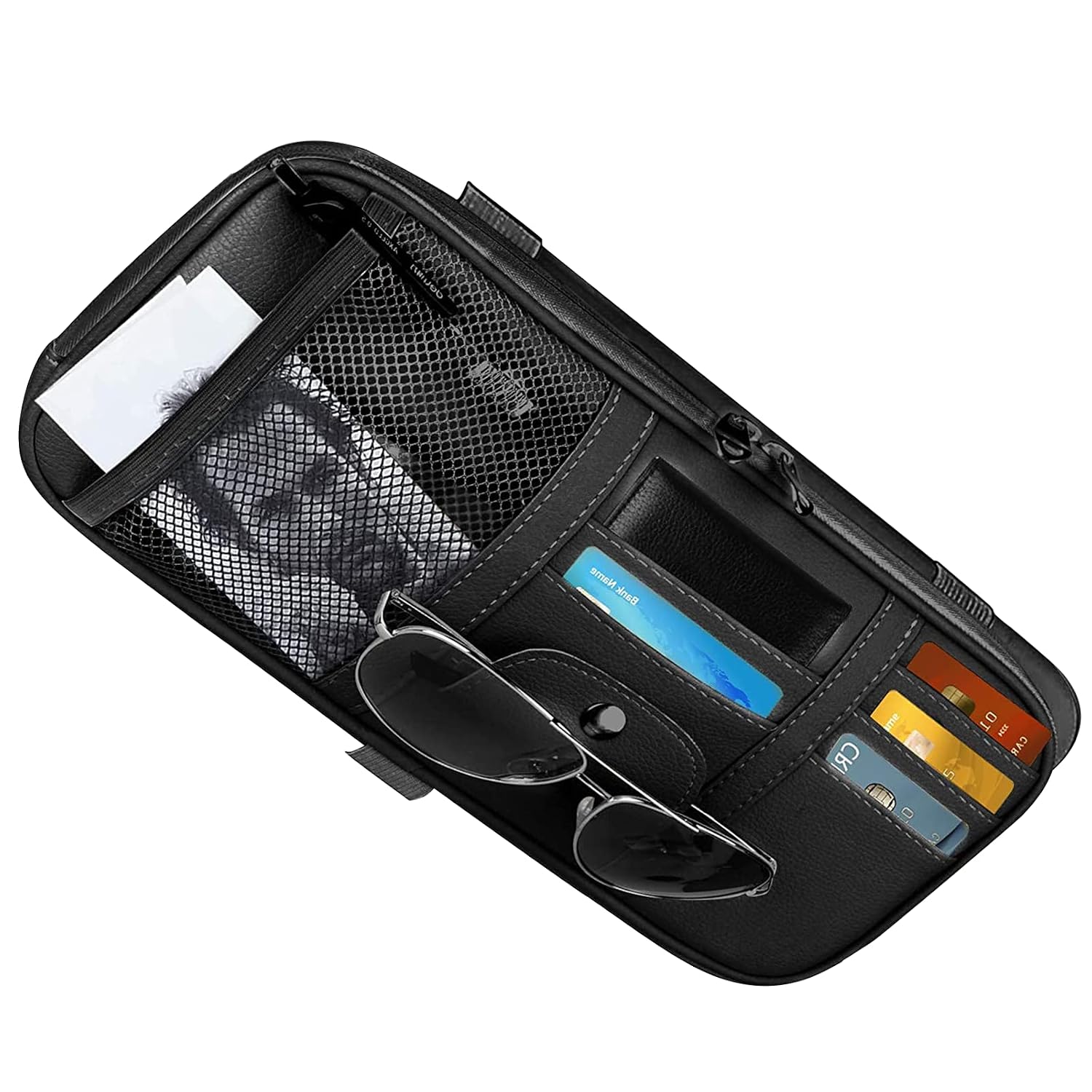 Auto Sonnenblende Organizer Tasche Car Sun Visor Organiser Multifunktions Aufbewahrungstasche (Schwarz)