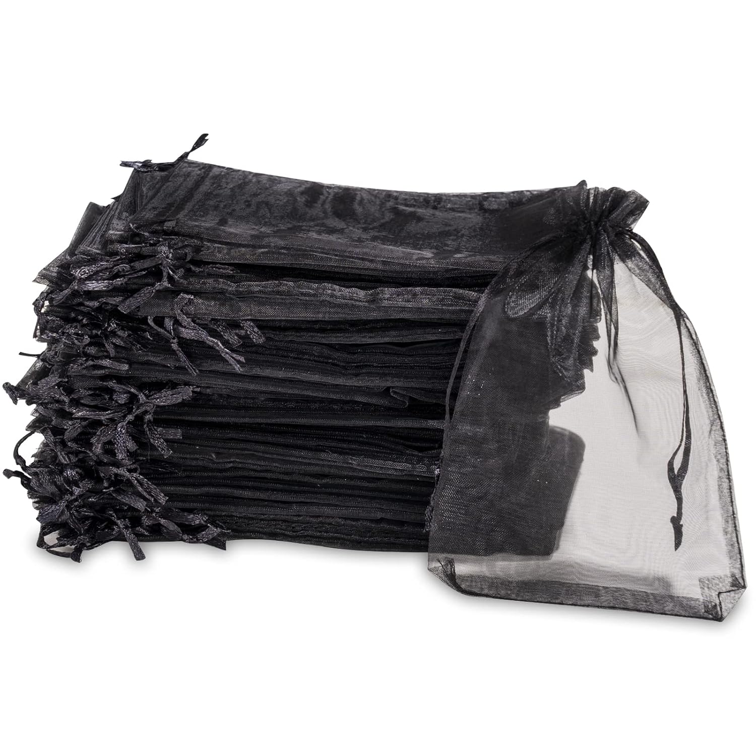 Carehabi – organzapåsar, presentpåse organza, smyckespåsar, bröllopsväskor, lavendelsäcksväskor (10 x 15 cm, svart)
