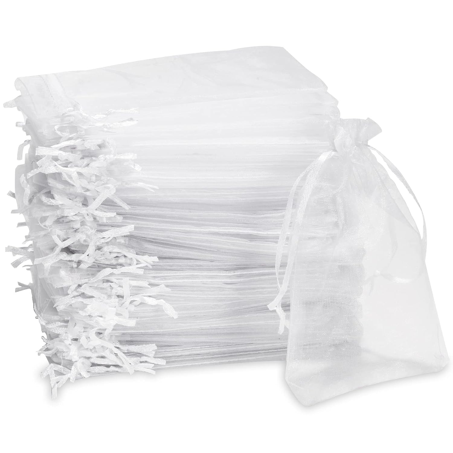 Carehabi - Sachets en organza, pochette cadeau en organza, pochette à bijoux, sachets de mariage, sachets de lavande (10 x 15 cm, blanc).