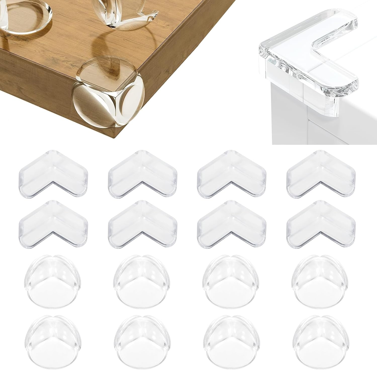 BillyBath Protections Coin de Table pour Bébé - Protections d'angle pour Meuble Sécurité Enfant pour Bureau, Berceau, Cheminée, Table, Coins & Bords Molles + sans Danger Rondes Pack de 12