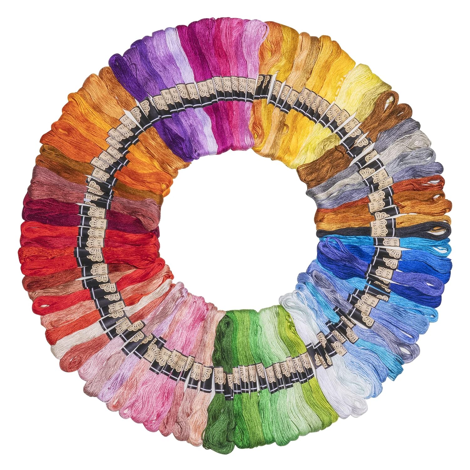 Noa Home Deco Fil à Broder Embroidery Floss, 100 Couleurs kit pour Bracelets Brésiliens, Loisirs Créatifs, Point de Croix, 8m, 6 brins, Fil a Coudre Threads