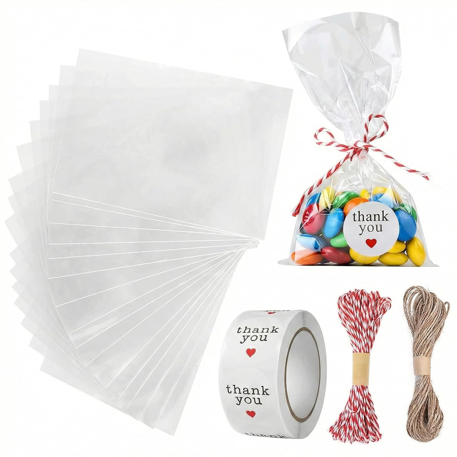 Carehabi 200 Pièces Sac Plastique Tansparent OPP Pochette Sachet d'emballage Cellophane Biscuit Bonbons Chocolats Perles Bijoux Cadeau (10 * 15cm)