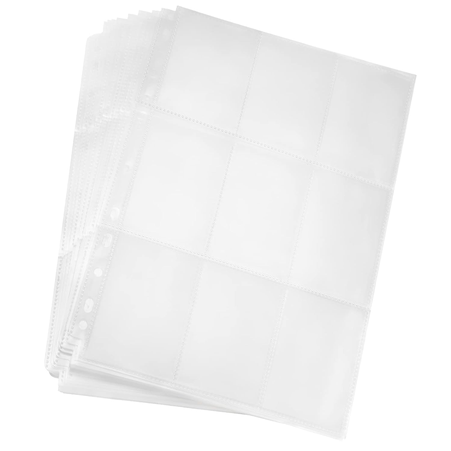 Carehabi - 540 pochettes pour cartes à collectionner, 30 pages par 18 pochettes, pochettes vides pour cartes double face, 11 trous, accessoires pour cartes à collectionner, 29 x 21 cm, transparent