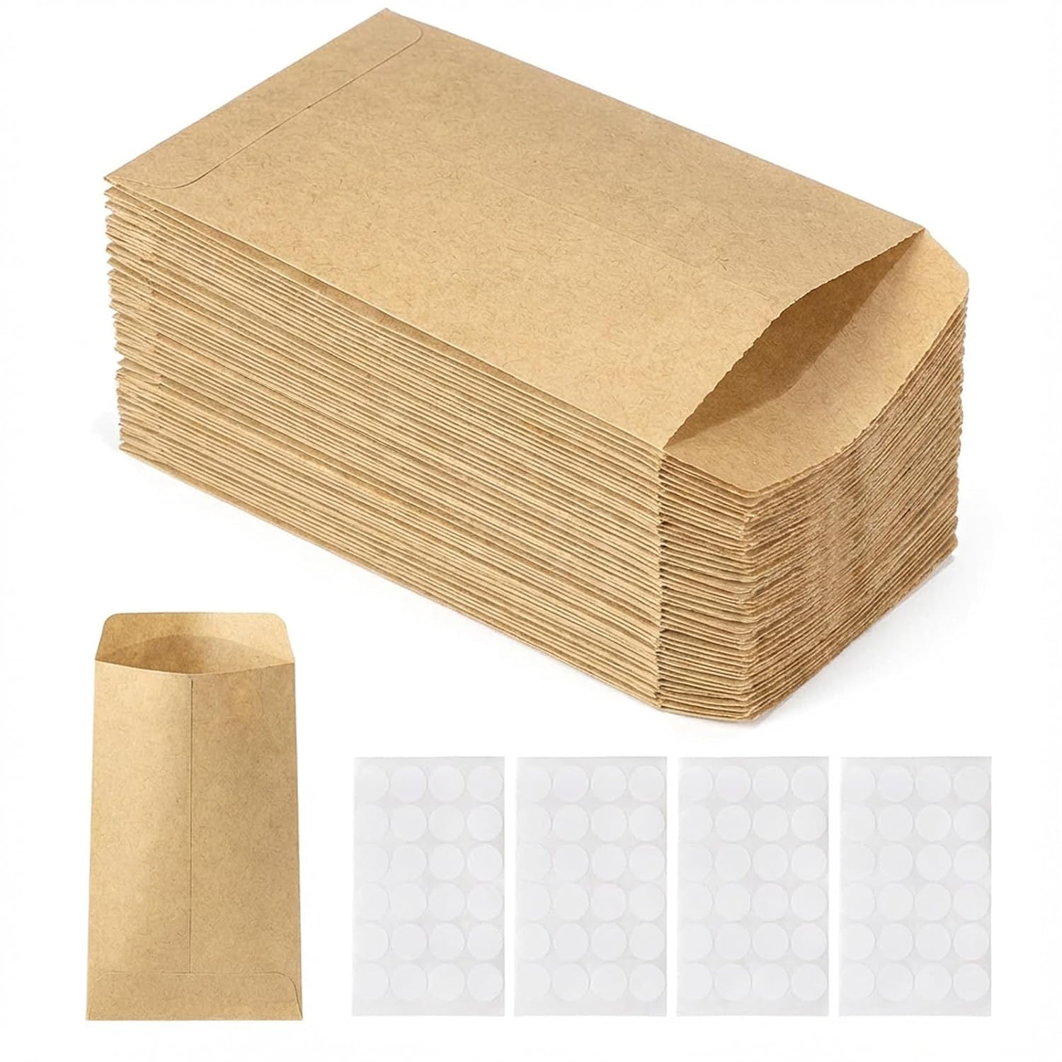 Carehabi Lot de 100 petits sacs en papier 9 x 13 cm - Mini sacs en papier kraft - Marron - Pour cadeaux d'invités, bijoux, bonbons, cartes de Noël, pièces de l'Avent à remplir
