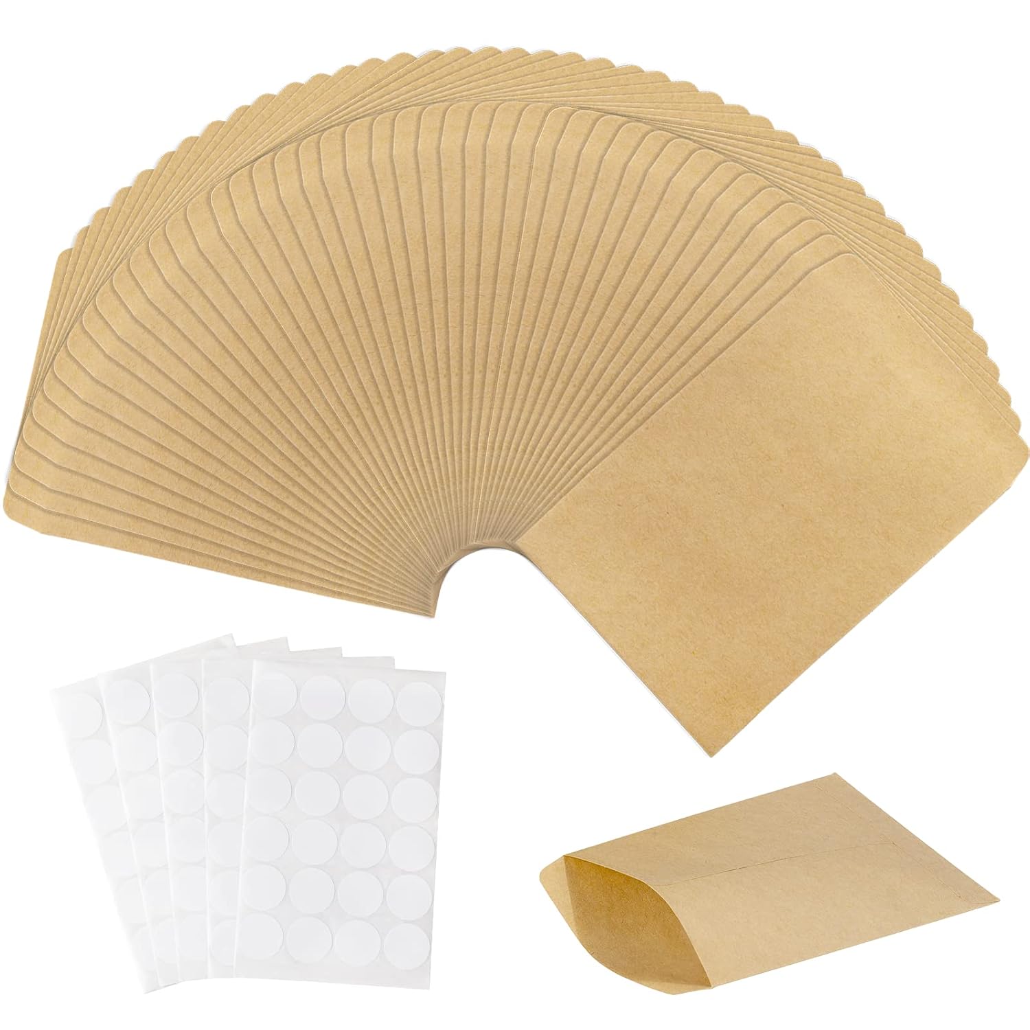 Carehabi Lot de 150 petits sacs en papier, 6 x 10 cm, sacs à graines en papier kraft marron pour cadeaux d'invités, bijoux, bonbons, cartes de Noël, pièces de l'avent à remplir