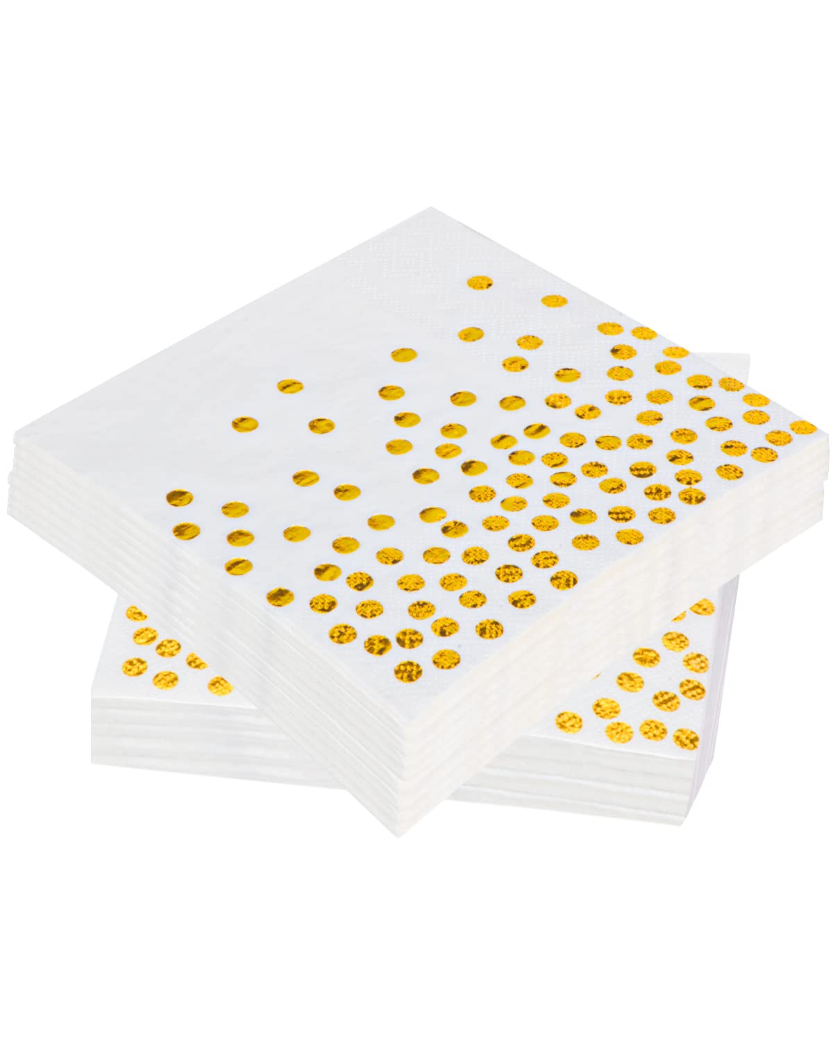 60 Pièces Serviettes à Pois Doré, Serviettes en Papier Doré à 3 Épaisseurs, Serviettes Blanches pour Fête Décorative, Anniversaire, Mariage et Célébration de Vacances (33x33cm)