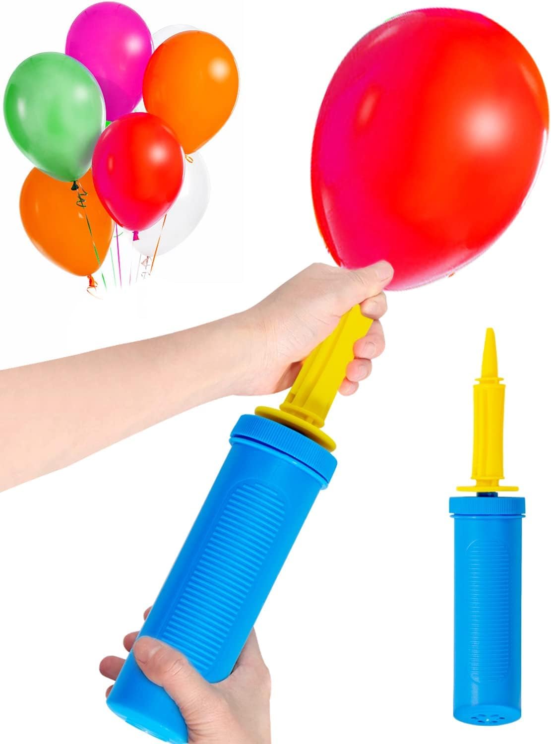 Noa Home Deco Pompe à Ballon,Pompe à Ballon à Main, Pompe Ballon Manuelle, Pompe à Ballon Gonflable, pour Ballons Mariage, Décorations De Fête d'anniversaire,Party Mariage Bleu Jaune, 28cm
