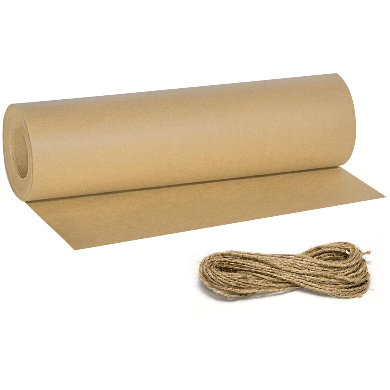 Noa Home Deco Rouleau de papier kraft 30 cm x 30 m marron - Papier d'emballage - Papier recyclé naturel avec cordon de 20 m - Pour emballage cadeau, travaux manuels, production diy, décoration, etc.
