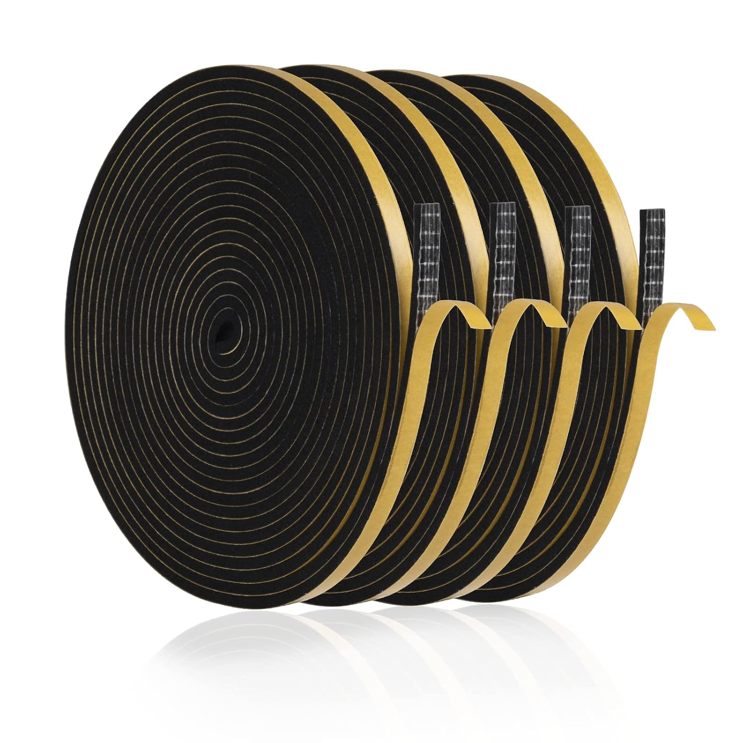 Carehabi Joint Fenetre Isolation Anti Froid, 20m Joint Porte d'entrée Mousse Adhésif 6 x 3mm Bande Etancheite Autocollante Isolant Fenêtre Contre le vent, Anti pluie, Anti-bruit (Noir)