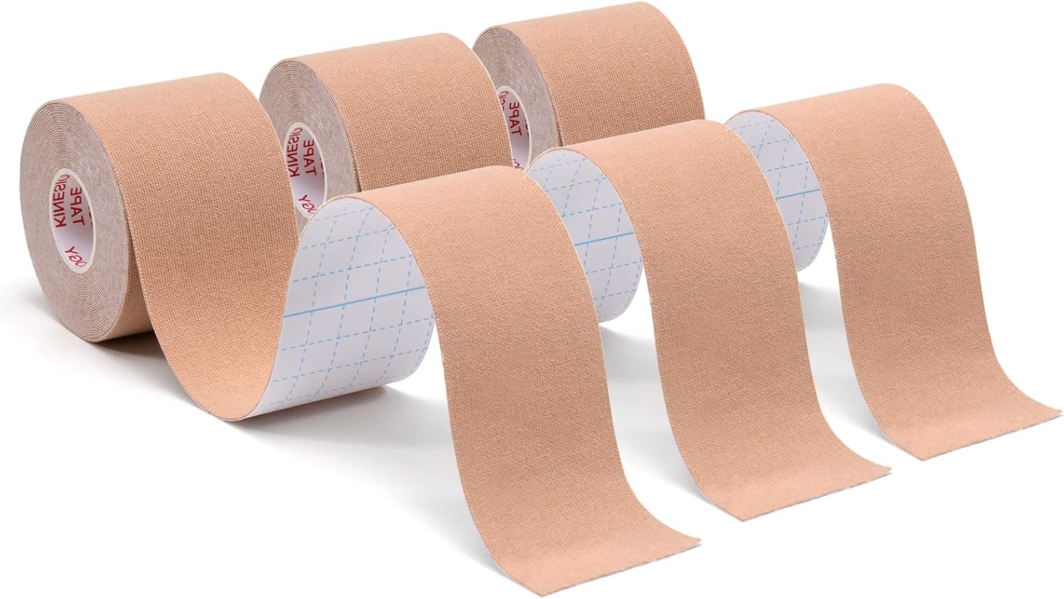 CareHabi - Bande de kinésiologie de sport pour les muscles, 5 m x 5 cm, étanche & élastique, 3 rouleaux Beige