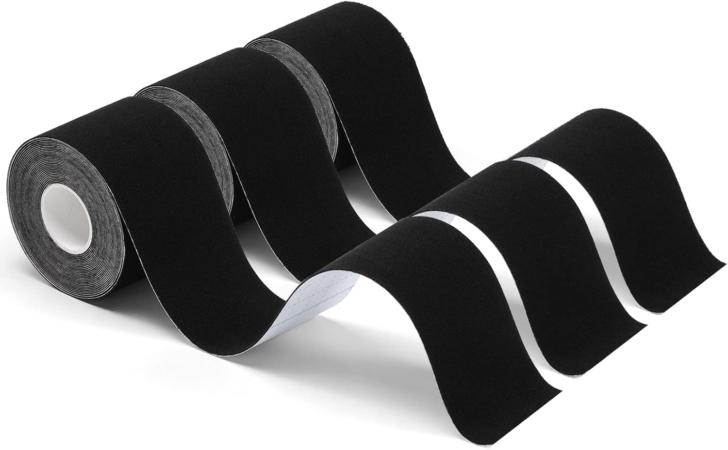 Nastro kinesiologico sportivo per i muscoli, 5 m x 5 cm, nastro kinesiologico impermeabile ed elastico per lo sport, 3 rotoli (Nero)
