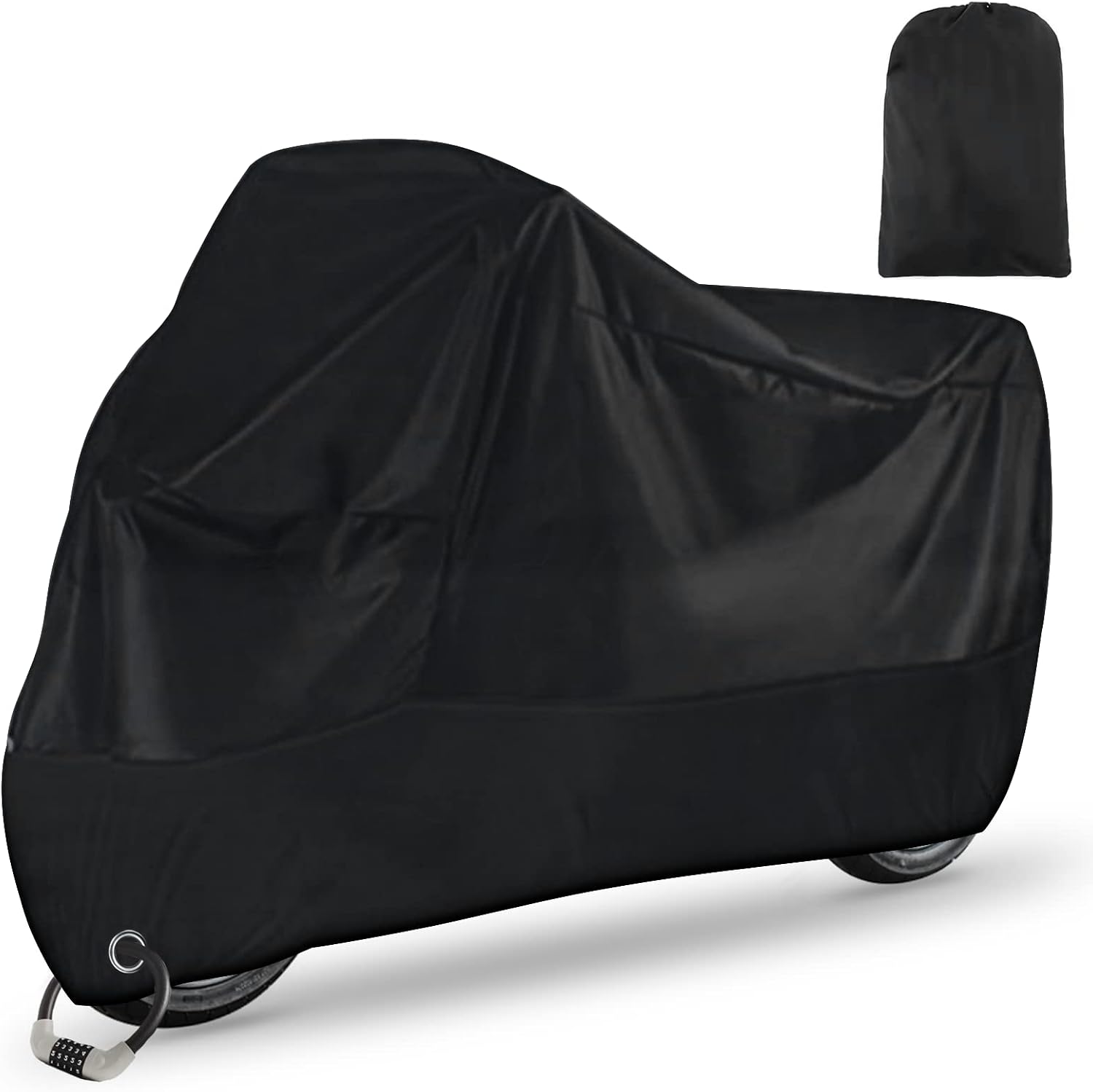 Motorzeil, outdoor, winterbestendig, XXL, 210D Oxford-stof, waterdicht, met sleutelgat voor bromfiets, fiets, zomer, beschermt tegen uv-regen, sneeuw, stof, 245 x 105 x 125 cm, zwart
