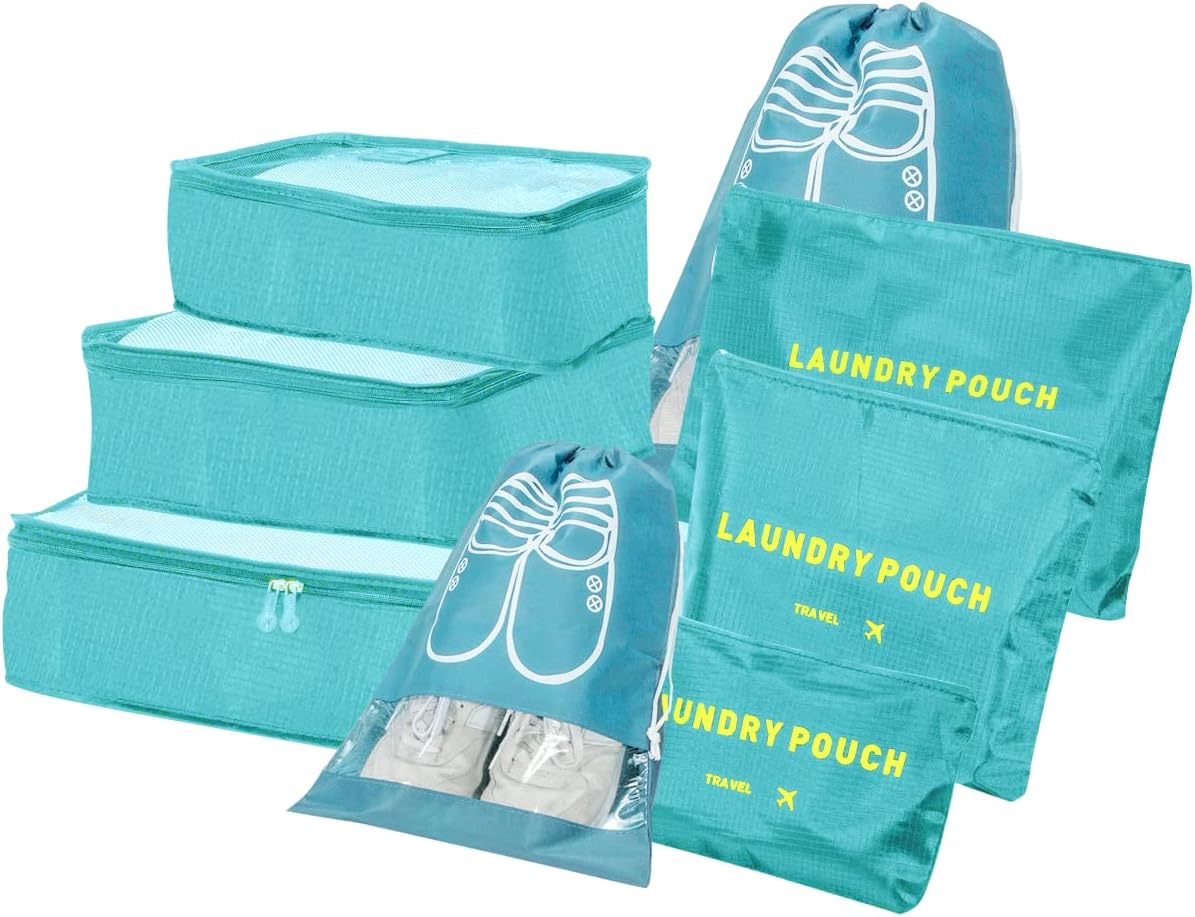 BillyBath Suitcase Organiser Travel Garment Bags, 8-in-1 Case Set, Packing Cubes for Clothes, Shoes, Underwear, Cosmetics