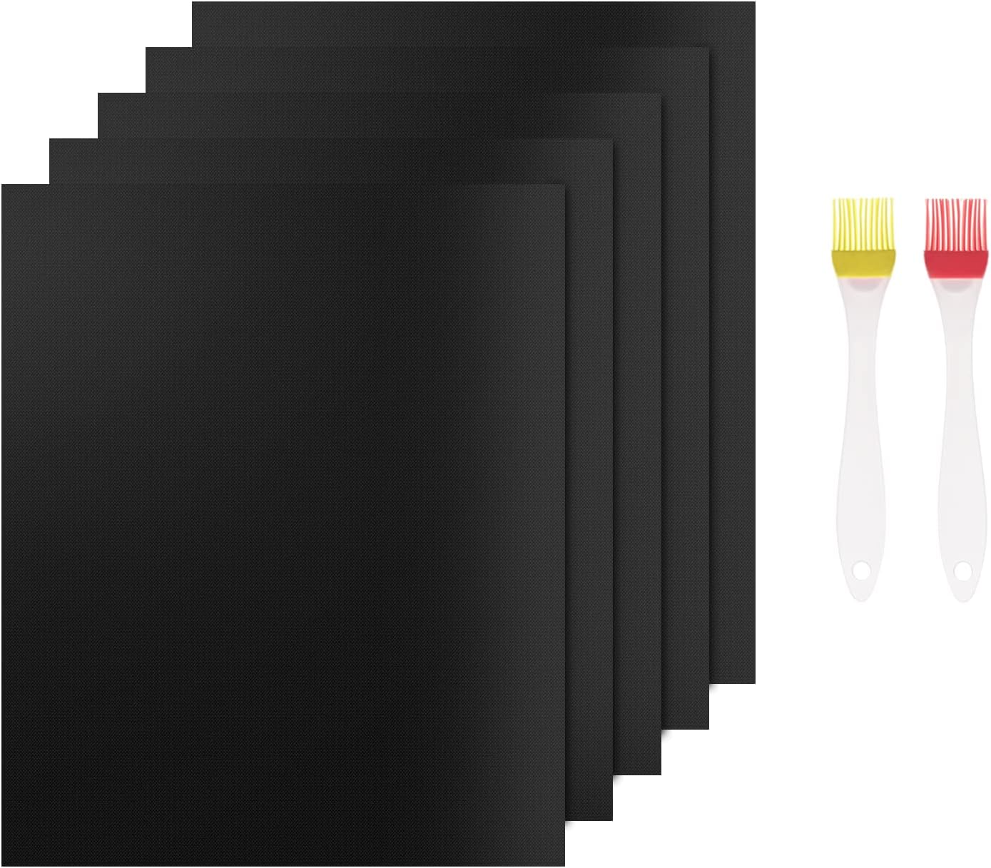 Carehabi Lot de 5 tapis de cuisson pour barbecue à gaz - Antiadhésif - Réutilisable - Accessoire de barbecue pour barbecue au charbon de bois - Barbecue de table électrique - Four - Sans PFOA