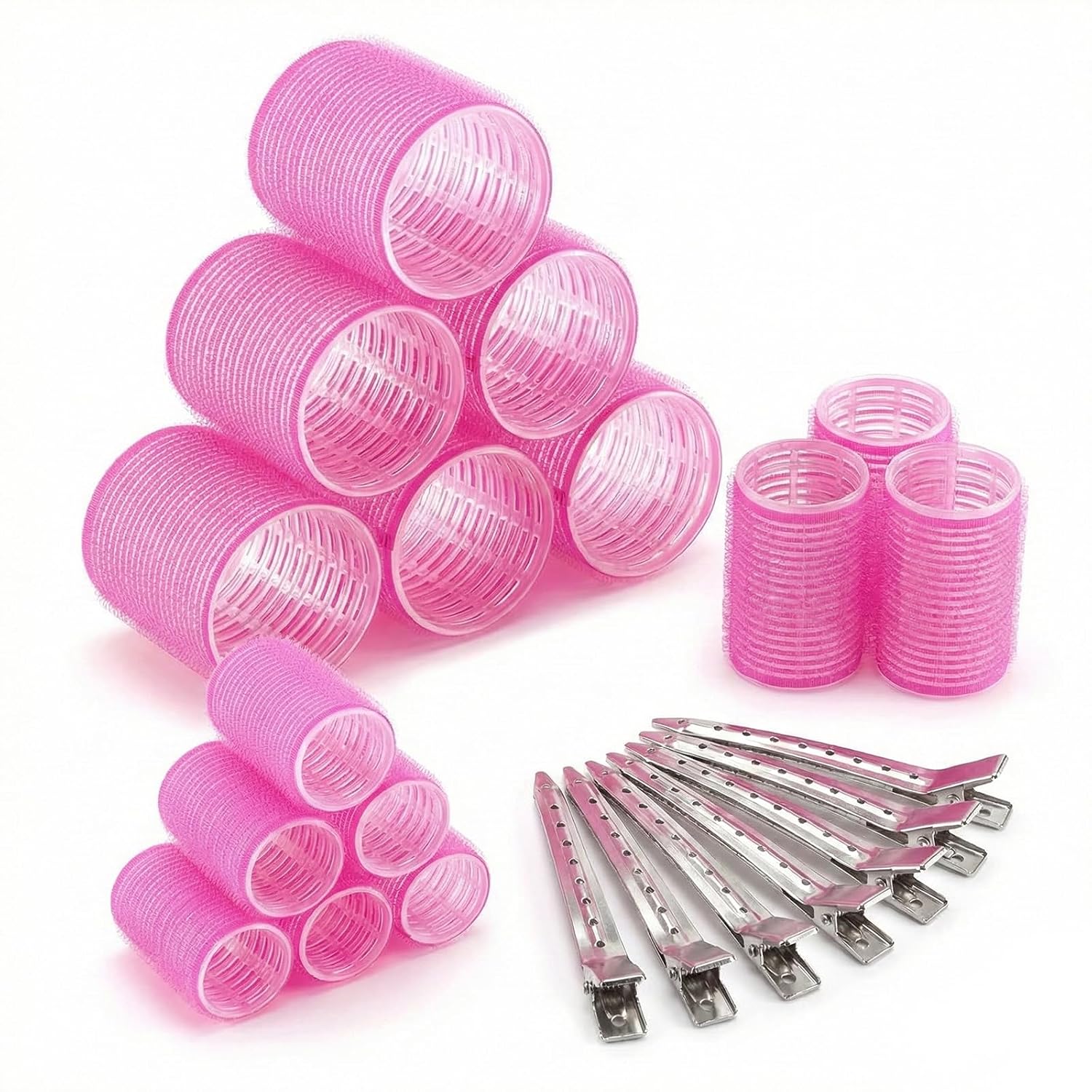 Carehabi Lot de 28 bigoudis pour cheveux - Grandes boucles - Sans chaleur - Avec 10 pinces pour différentes longueurs de cheveux