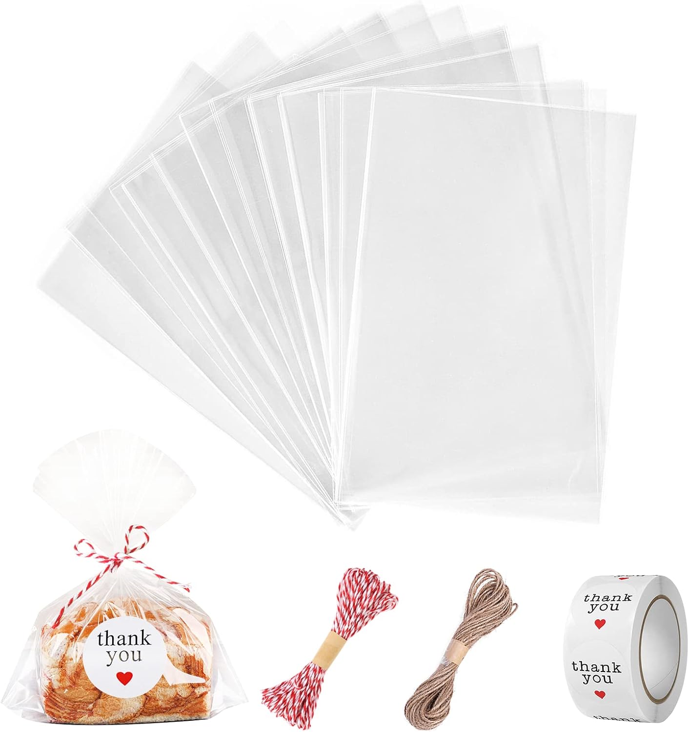 Carehabi 200pcs Sac Plastique Tansparent OPP Pochette Sachet d'emballage Cellophane Biscuit Bonbons Perles Bijoux Cadeau 10 * 15cm (18 * 25cm)