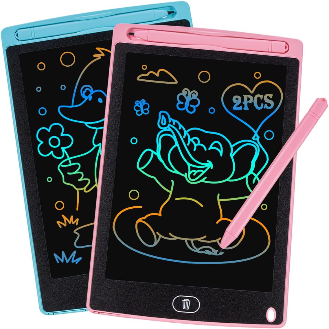 Carehabi Lot de 2 tableaux à dessin LCD 8,5 pouHardliness respectueux de l'environnement coloré et lumineux pour enfants de 3 à 6 ans