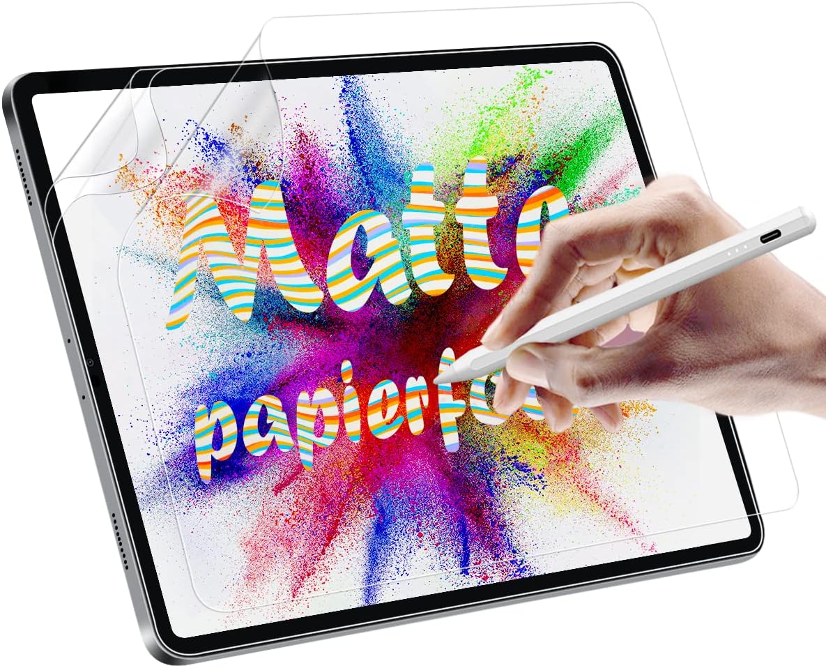 Carehabi 3 stuks papierfolie voor iPad 9/8/7 generatie (10,2 inch, 2021/2020/2019), matte papierfolie, beschermfolie, schrijffolie, displayfolie, HD helder, schrijven en notities maken zoals op papier