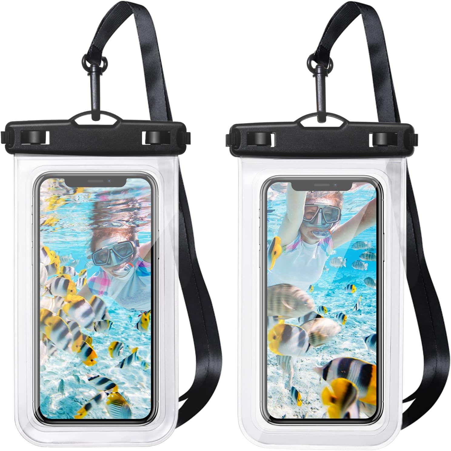 Carehabi wasserdichte handyhülle, 2 stück klar Handy wasserdichte hülle Unterwasser handyhüllen für Schwimmen surfen Rafting tauchen etc, kompatibel mit Allen handys bis zu 7 Zoll
