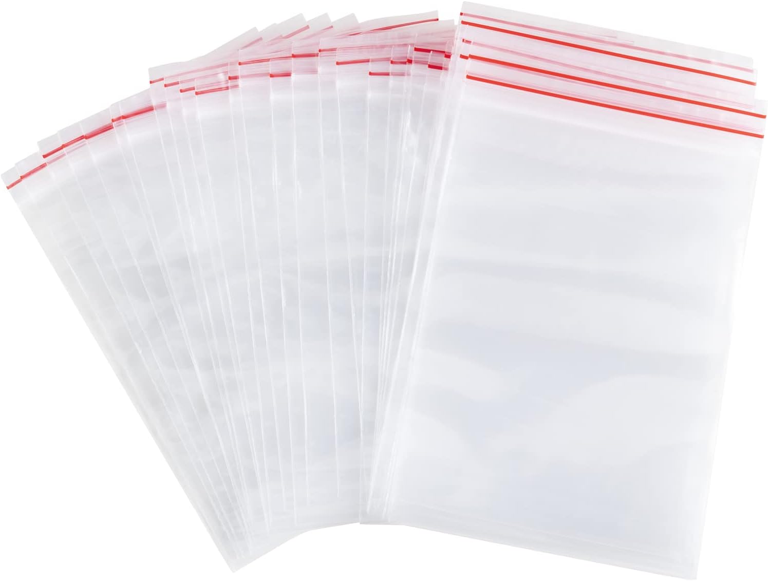 Carehabi 100 sacchetti con zip, sacchetto richiudibile, trasparenti con cerniera, sacchetti di plastica trasparenti (8 x 12)