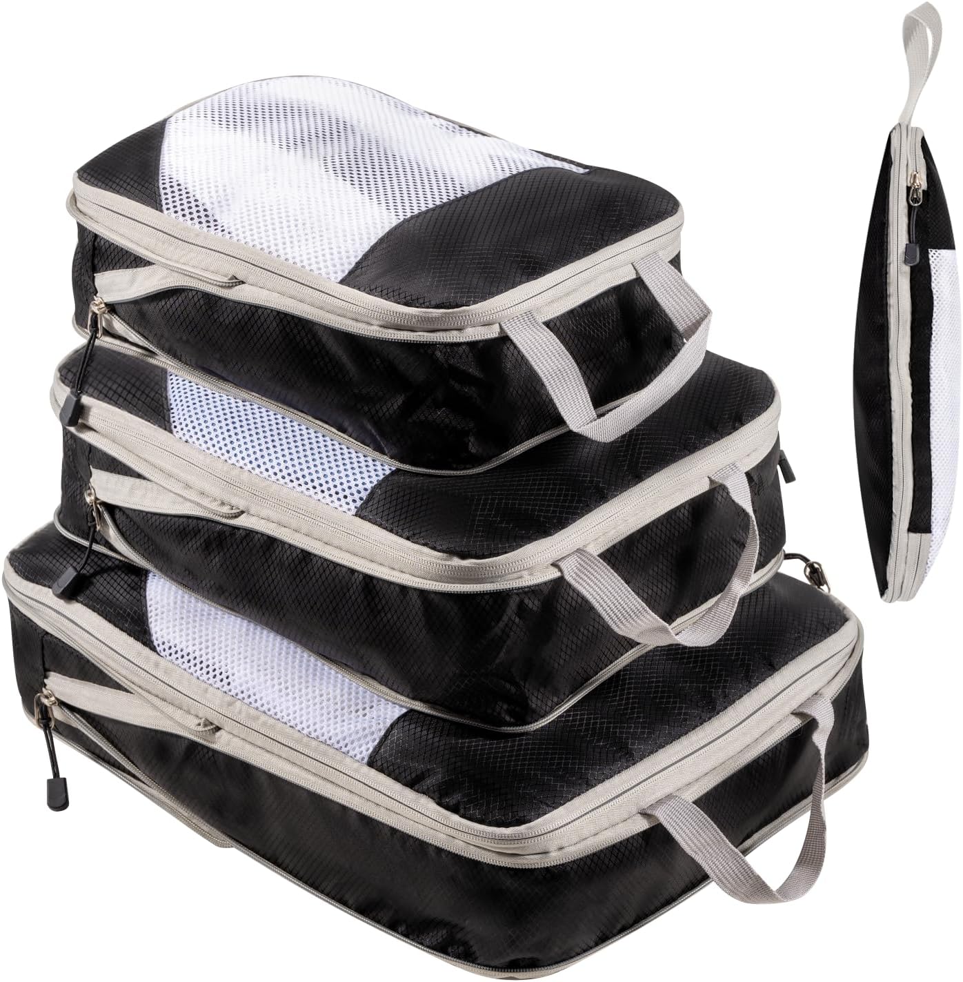 BillyBath Organisateur Valise Rangement Organisateur de Valise Imperméable Bagage Sac Compression Maquillqage Vêtement Pochette Voyage, Gris 3 Pièces