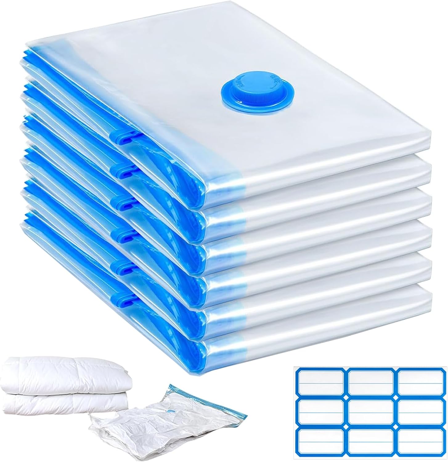6 Pièces Sac Sous Vide Vetement Aspirateur XL, 100x80cm Sac de Rangement Sous Vide Jumbo pour ranger Coussin Draps Vêtements Couettes Hiver Oreillers