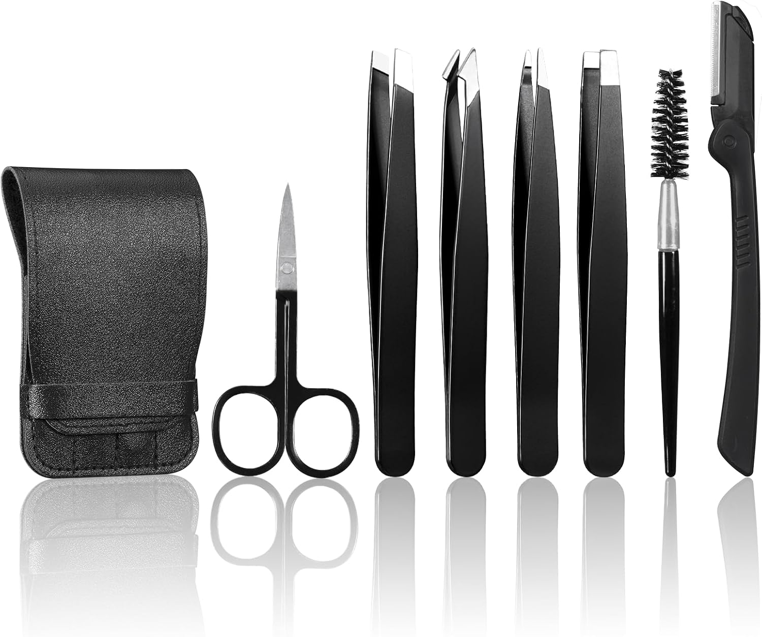 BillyBath Lot de 7 pinces à épiler de précision en acier inoxydable - Précision parfaite pour l'épilation des sourcils - Épilation des poils du visage - Pince à épiler de qualité supérieure pour homme
