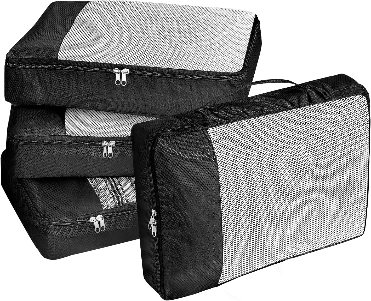 BillyBath Rangement Valise Organisateur Valise Sacs à Vêtements Rangement Valise Organisateur Organiseurs de Bagage pour Voyage Sacs Rangement de Valise pour Les Vêtements Chaussures Lot de 4 Noir