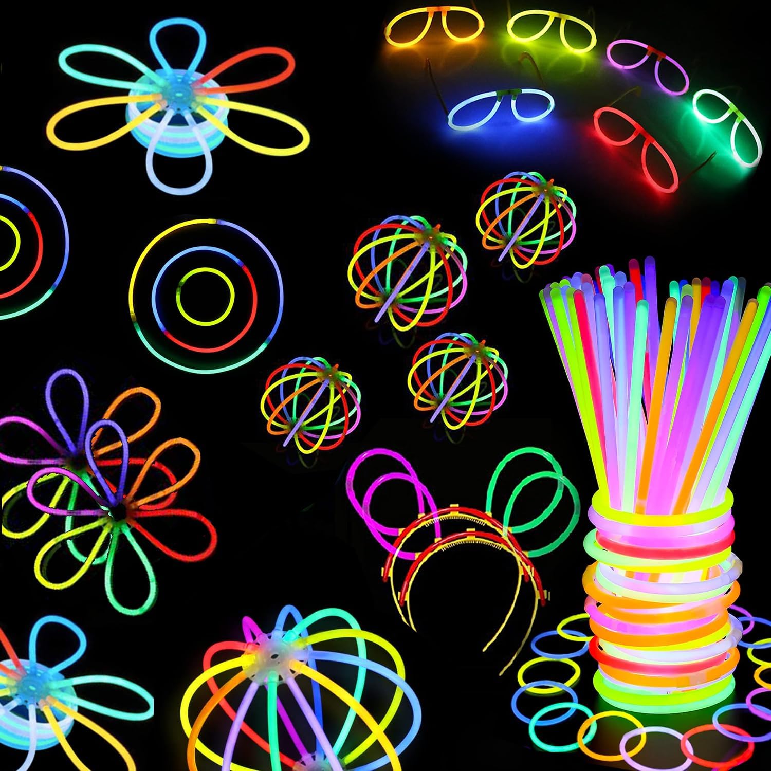 Carehabi Lot de 50 bâtons Lumineux Pour Fêtes - Bâtons Lumineux Néon Pour fêtes - Bâtons Lumineux Pour mariages - Jouets Lumineux Pour Décoration De Fête et Décoration de Festival à La Lumière Noire