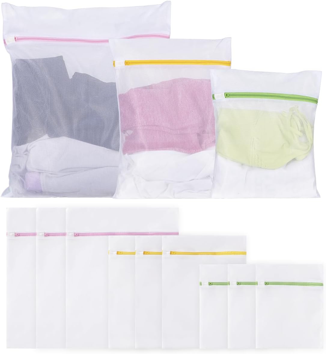 Lot de 9 sacs à linge pour machine à laver, filets à linge, sacs à linge, sacs de machine à laver, sacs pour vestes, pulls, chemises, chaussettes, jeans, peluches, etc. (Grand, petit, moyen)