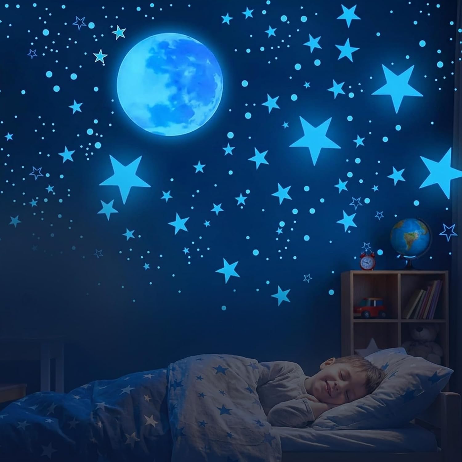 Autocollants Lumineux 629 Pcs Étoiles Phosphorescentes-gomettes Autocollantes Enfant Plafond Stickers Fluorescents Décoration Plafond Chambre D'enfant, Azul