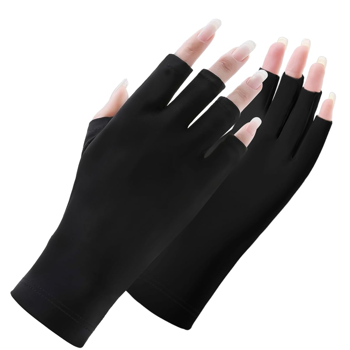 Carehabi Nagel-UV-Schutzhandschuhe, Professionelle Maniküre-Handschuhe, UPF200+ UV-Schutz, Fingerlose Handschuhe Für Ausflüge | Nagellack Schützt Professionelle Nägel (Schwarz)