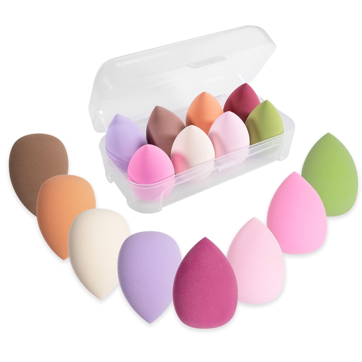 Lot de 8 éponges de maquillage, mélangeur, grand pinceau de maquillage aux couleurs des œufs, éponge lavable, tampon démaquillant, fond de teint liquide, poudre, protection solaire