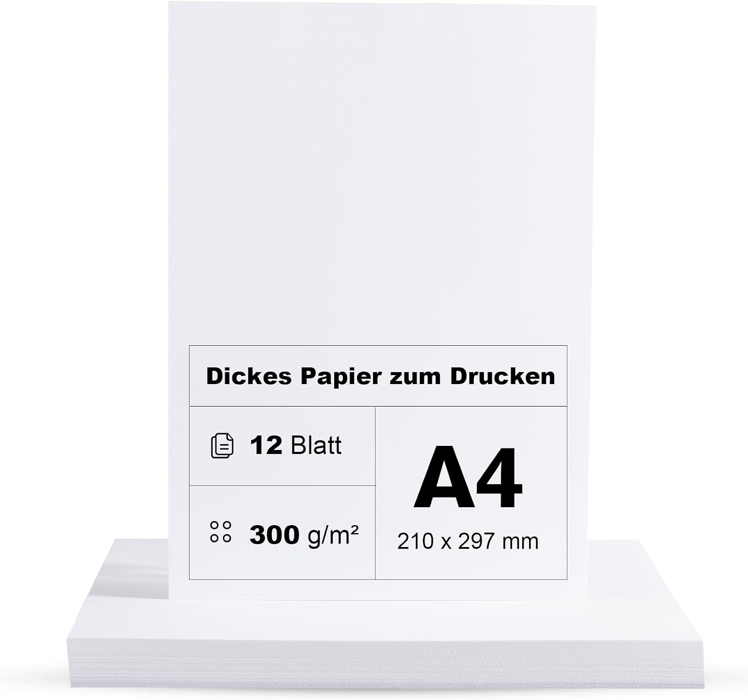 Fotokarton A4 300g/m² Weiß Papier 12Blatt Premium Papier Dickes zum Drucken