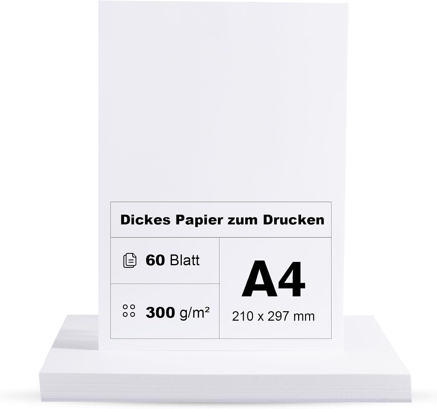 60 Blatt Dickes Papier 300g/m² A4 zum drucken Premium Weiß DIN 21 x 29,7cm