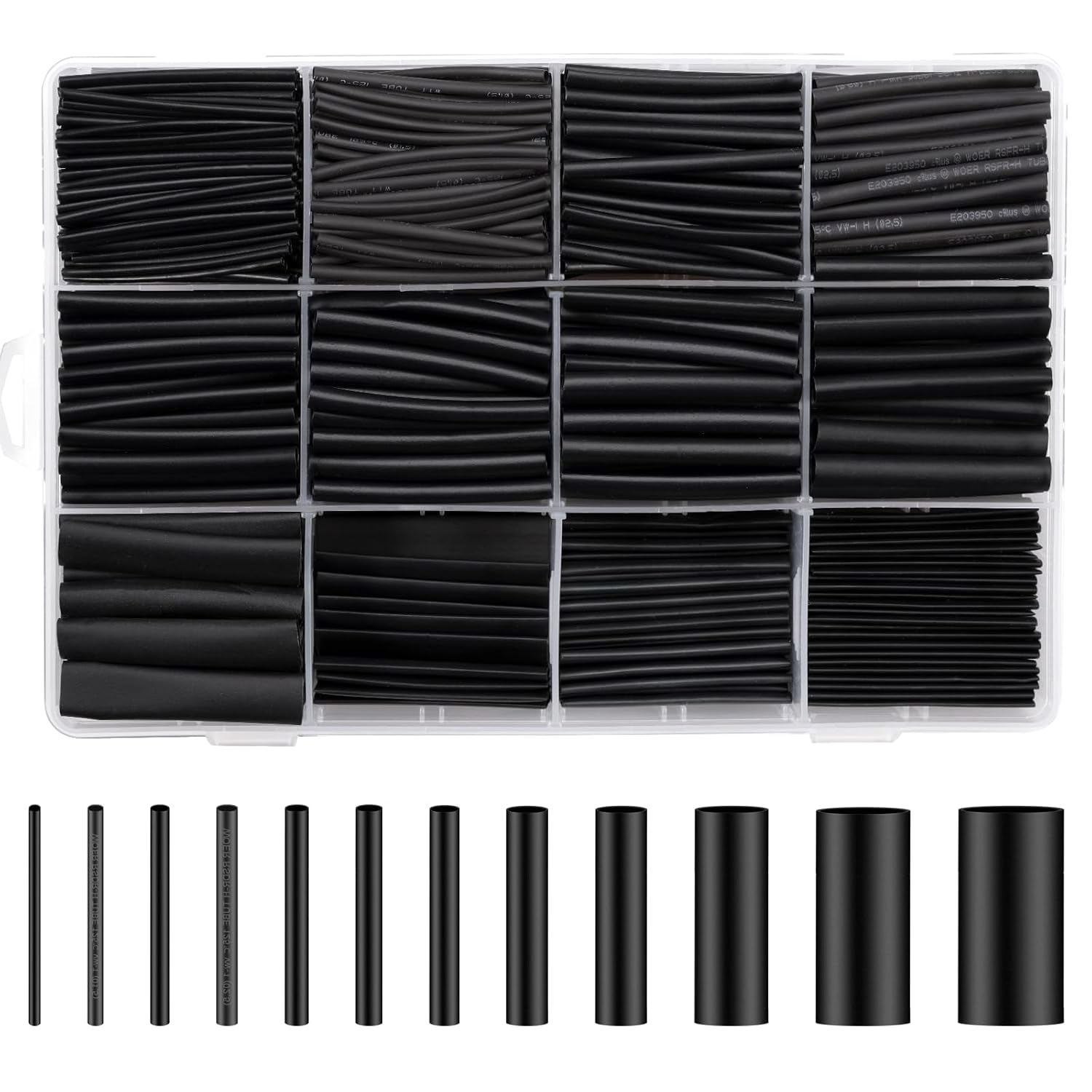 Carehabi Lot de 1000 gaines thermorétractables étanches - Noir - 1 à 13 mm - Pour câble d'isolation et câble de charge