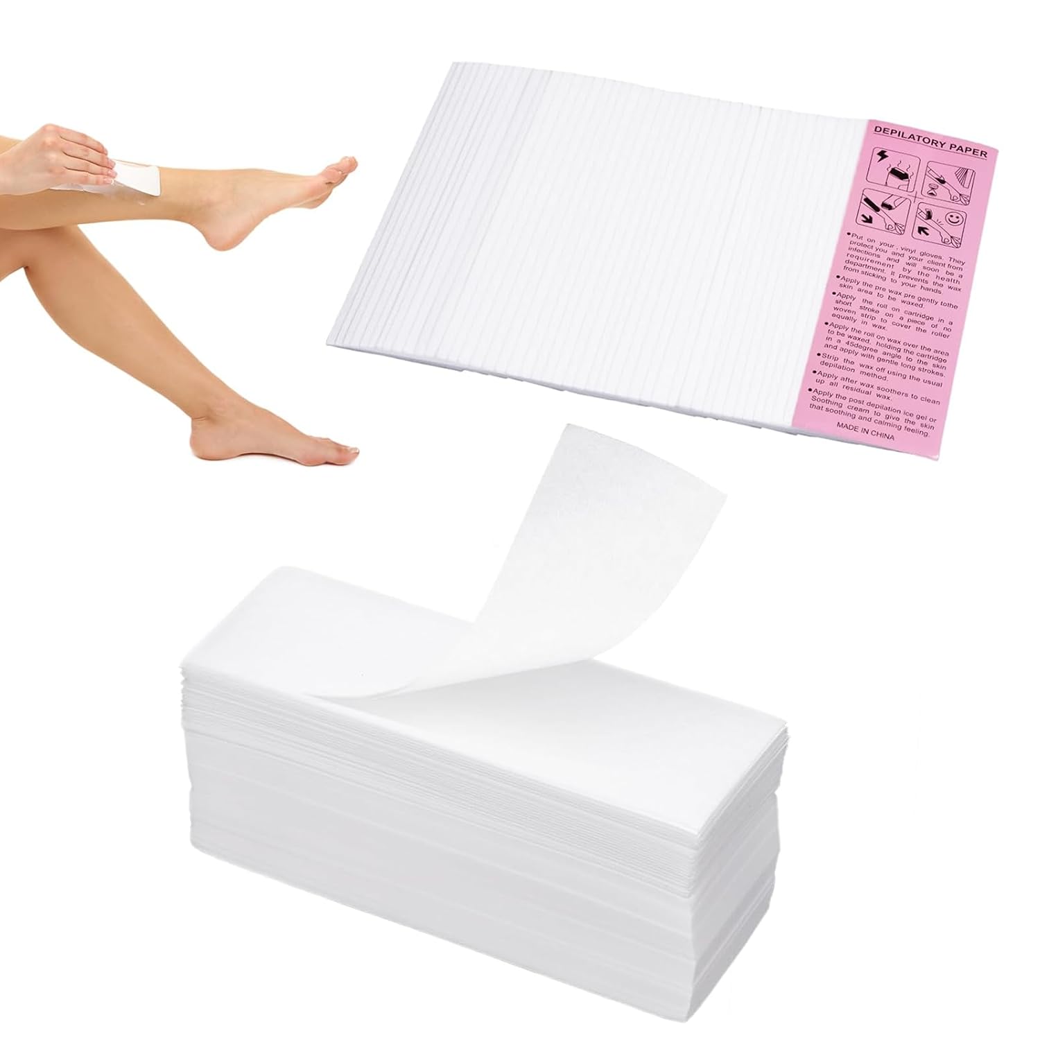 Lot de 200 bandes de cire non tissées pour cire chaude et pâte à sucre - Épilation douce pour la peau - Résistantes à la déchirure - Pour tout type d'épilation sur les jambes, la poitrine, le dos, les