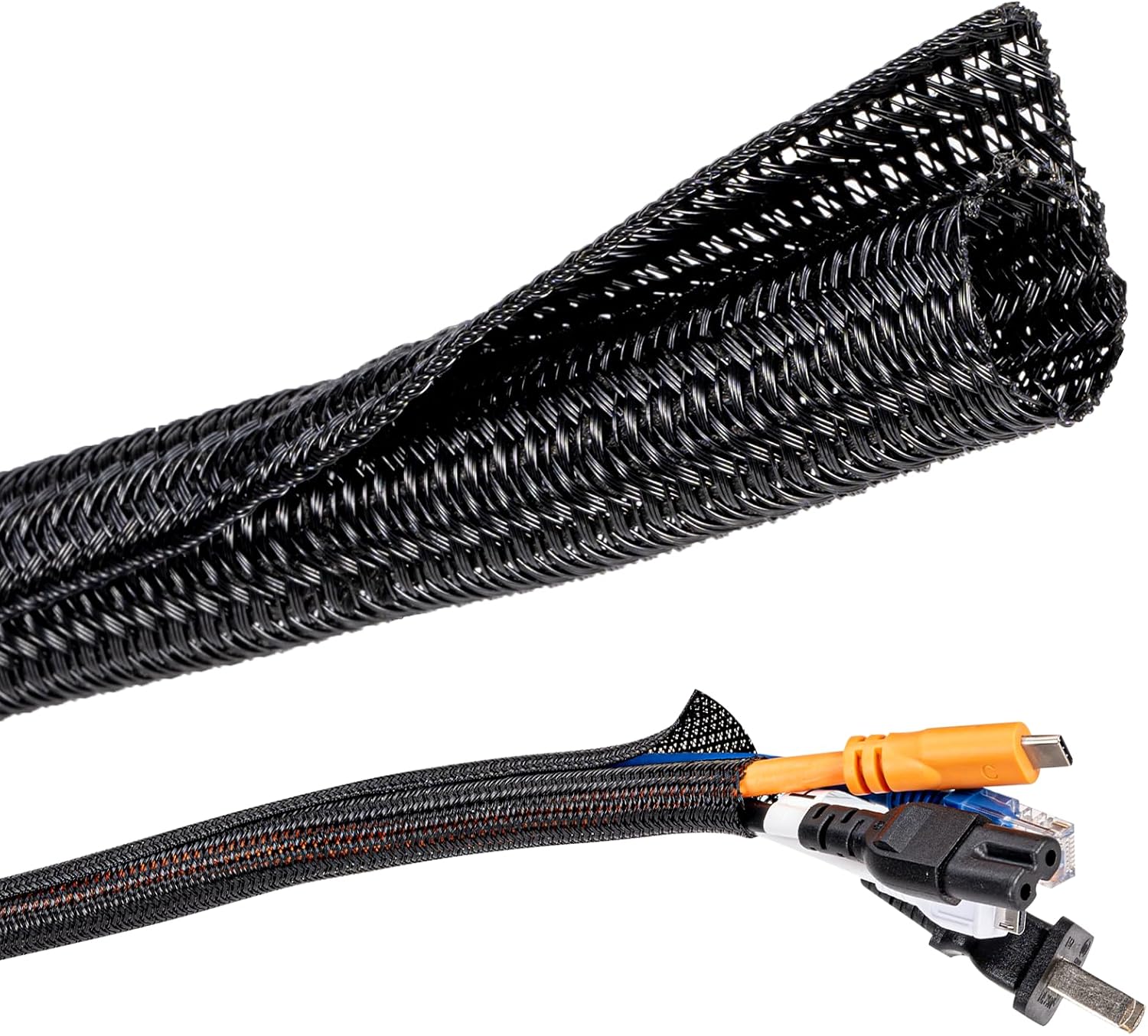 Gaine de câble noire 12 à 20 mm, 3 m - Organisateur de gestion des câbles à fermeture automatique pour TV, ordinateur, câble automobile, maison, bureau, protection de câbles pour chien, chat