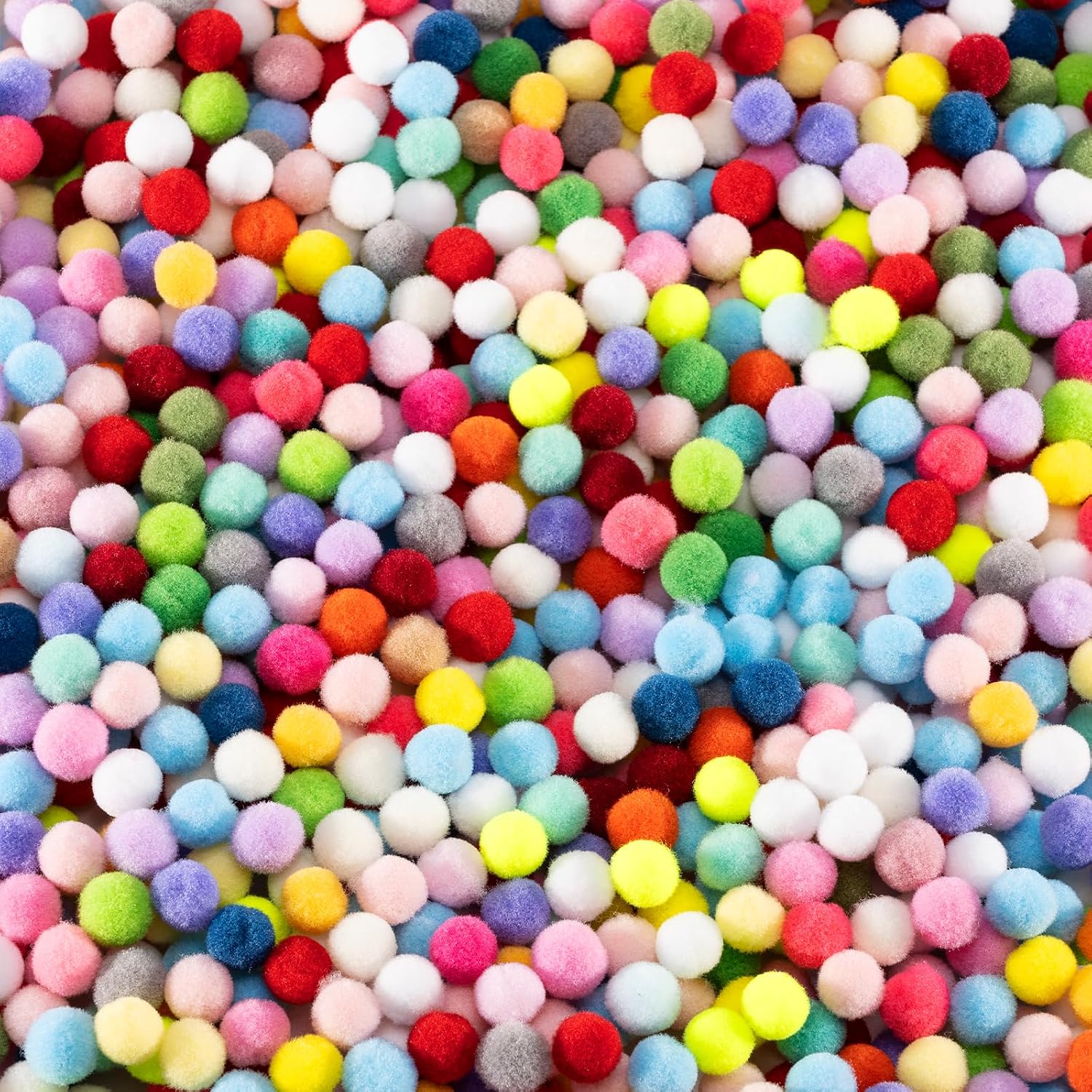 Carehabi Lot de 1100 mini pompons multicolores de 10 mm pour bricolage, boules en feutre multicolores, petits pompons pour le bricolage des enfants, pompons colorés pour Pâques, bricolage, décorations