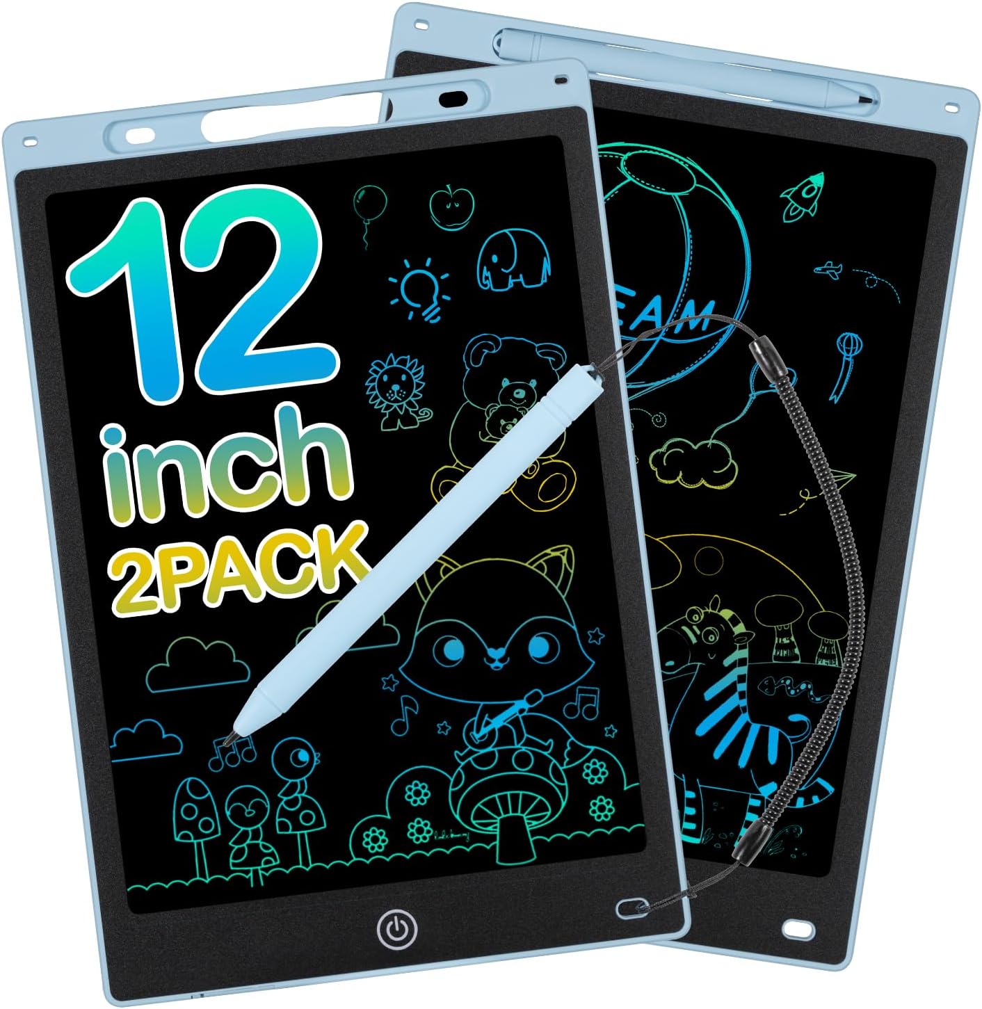 Toverbord, lcd schrijfbord voor kinderen, 30,5 cm, tekenbord, toverbord, vanaf 2, 3, 4, 5, 6 jaar, voor jongens en meisjes, kleurrijk beeldscherm, schrijftablet, herhaal schrijven en tekenen, blauw, 2