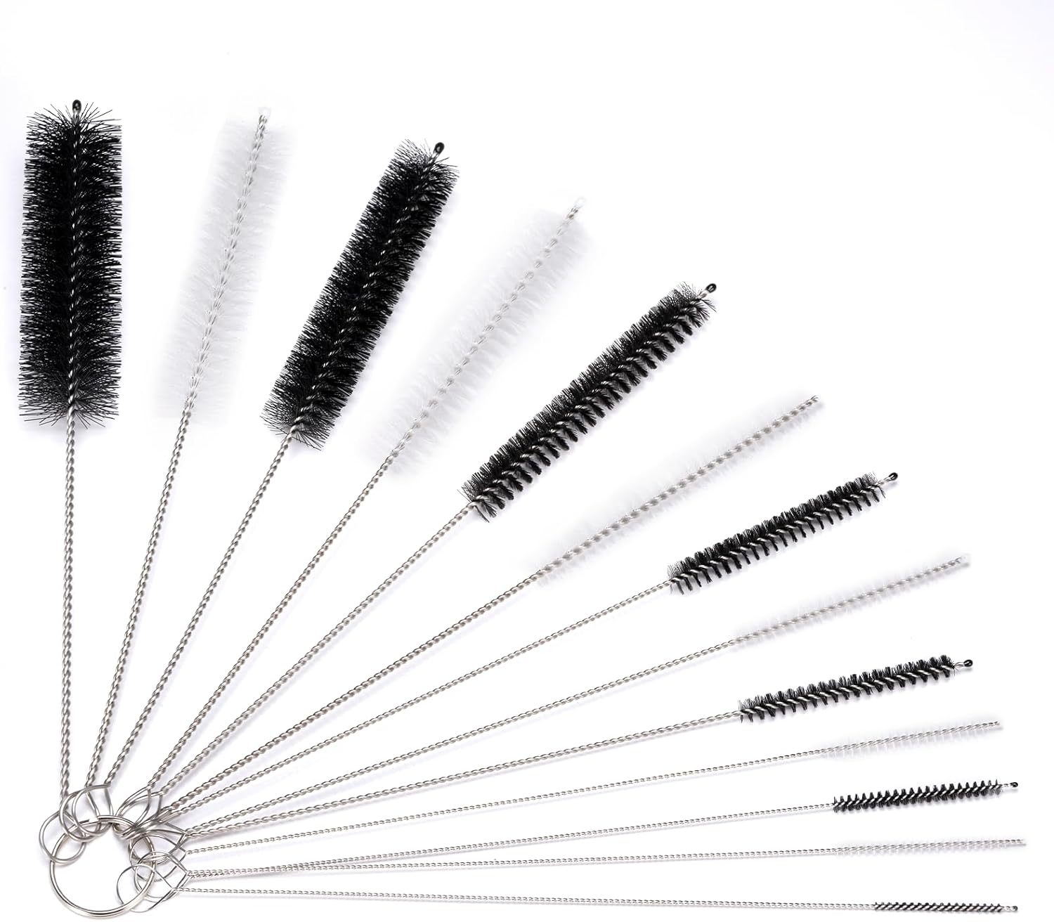 Kiperline Lot de 13 brosses de nettoyage, pour paille, bouteille, tuyau à lait, en nylon, pour tubes à essai, théière, boire, pailles, en nylon