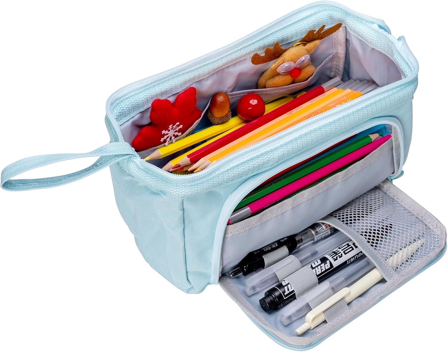 Kiperline Pencil Case, Large Capacity, Foldable School Pencil Case, Colour Pencil Bag, for Children, Students, Adults, Pencil Case, Blue, Blue, Pencil case, Blue, pencil case