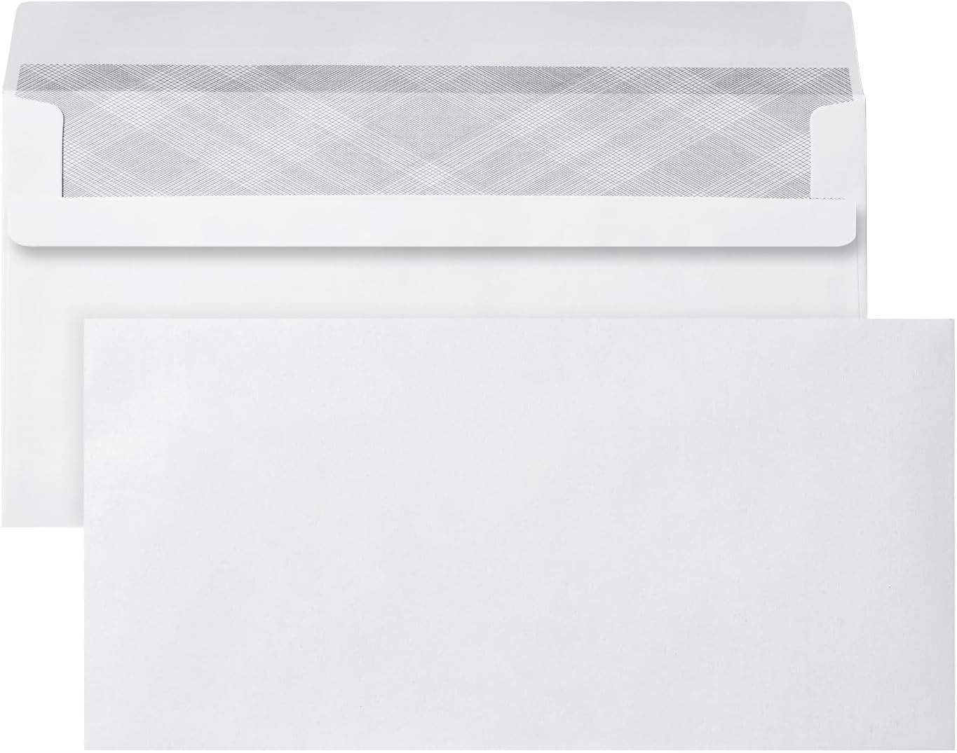 Lot de 110 enveloppes autocollantes - Sans fenêtre - Blanches - Avec impression brise-vue grise à l'intérieur - 110 x 220 mm - 80 g/m²