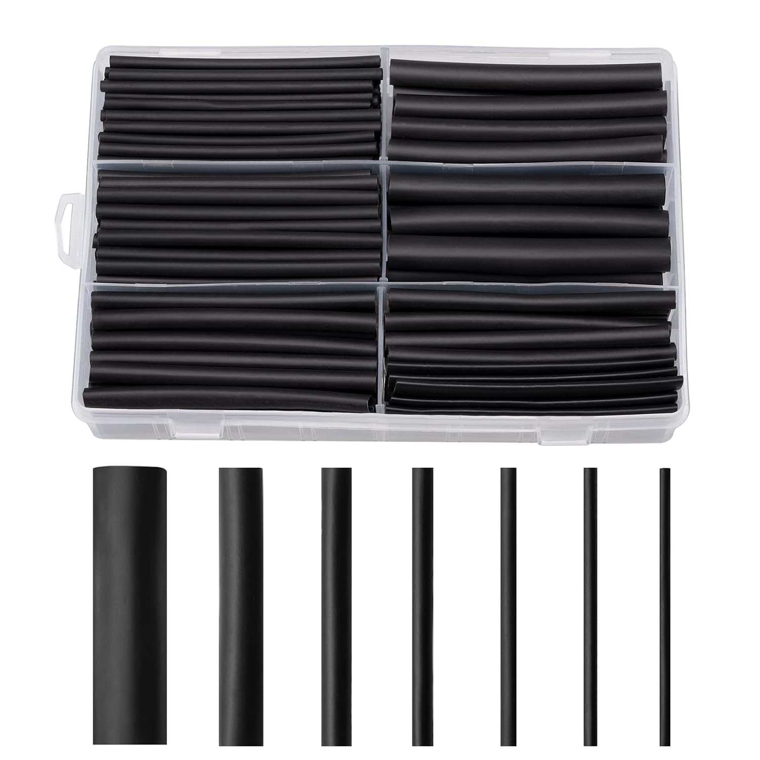 Lot de 200 gaines thermorétractables étanches 3:1-9 cm - Noir - 2,4 à 19,1 mm - Pour câble d'isolation et câble de charge
