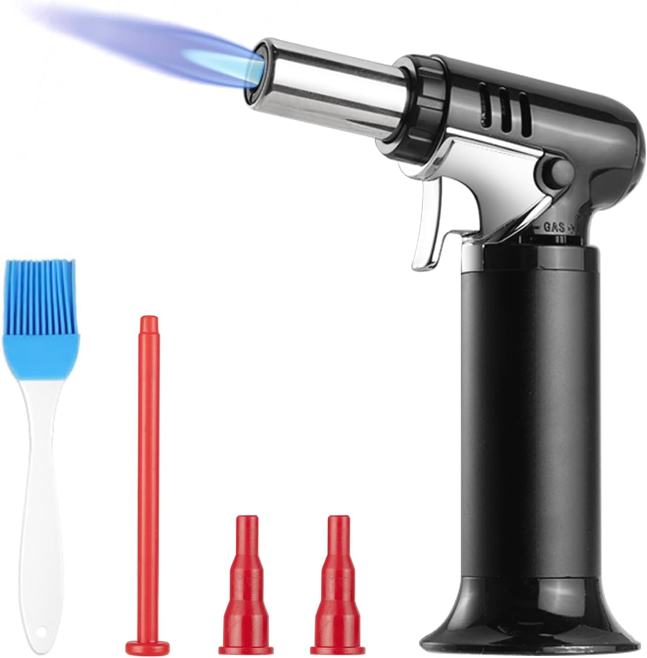 Carehabi Chalumeau de cuisine - Flamme réglable - Avec verrouillage de sécurité - Rechargeable - Pour cuisiner, cuire, griller, camping (gaz butane non inclus)