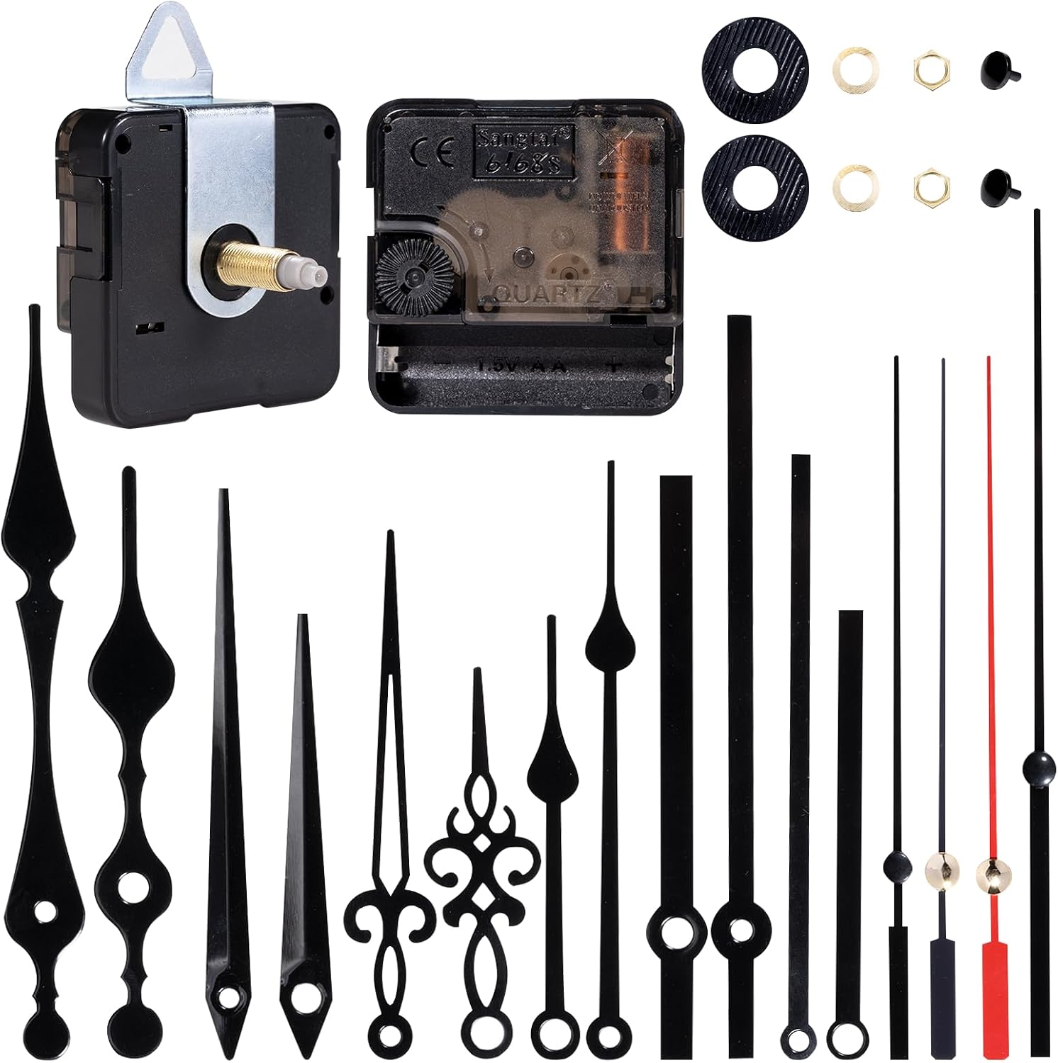 Kiperline Uhrwerk-Kits, Batteriebetriebene Quarzwerk-Ersatzteile, Wanduhr-Mechanismen mit Langem und Kurzem Griff, Motor-Ersatzteile, DIY-Reparaturteile