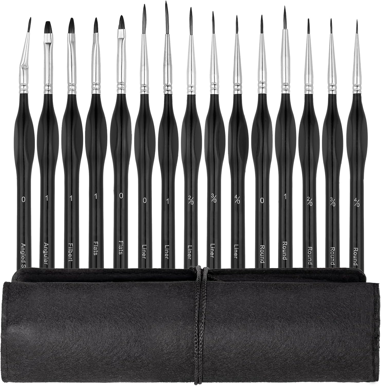 Set di pennelli - 15 pennelli fini premium per acrilici, acquerelli, miniature, modelli, Warhammer 40K, pennelli fini, pennelli per pittura a olio digitale, miniature, set di pennelli