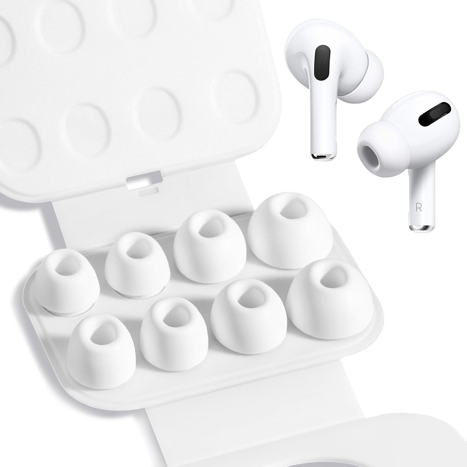 BillyBath Lot de 4 paires de bouchons d'oreille de rechange, en silicone, pour Airpods Pro/Airpods Pro 2, avec trou pour réduction du bruit, antidérapants en silicone souple, embouts auriculaires de
