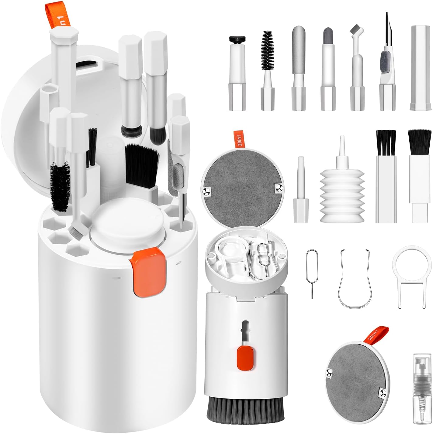 Kit de nettoyage de clavier 20 en 1 pour téléphone portable - Avec brosse et casque - Pour AirPods 1/2/3/Pro, kit de nettoyage pour ordinateur portable, téléphone portable, clavier, écouteurs,