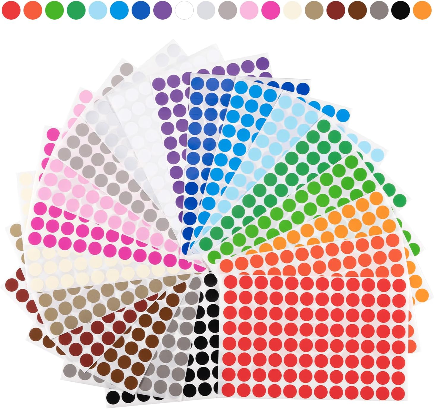 Gommettes Rondes Gommettes Autocollantes 1920 Pcs 15mm Gommette Couleur Codage Étiquettes Pastille Couleur Autocollante pour Fournitures de Bureau Famille École Calendriers, 20 Couleurs